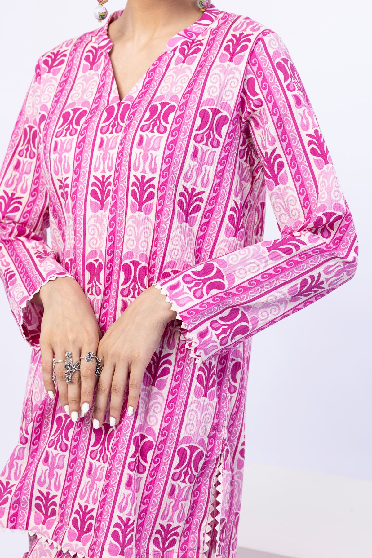 Printed Ripple Crinkle Kurta - 25-04E48-07TA-VG