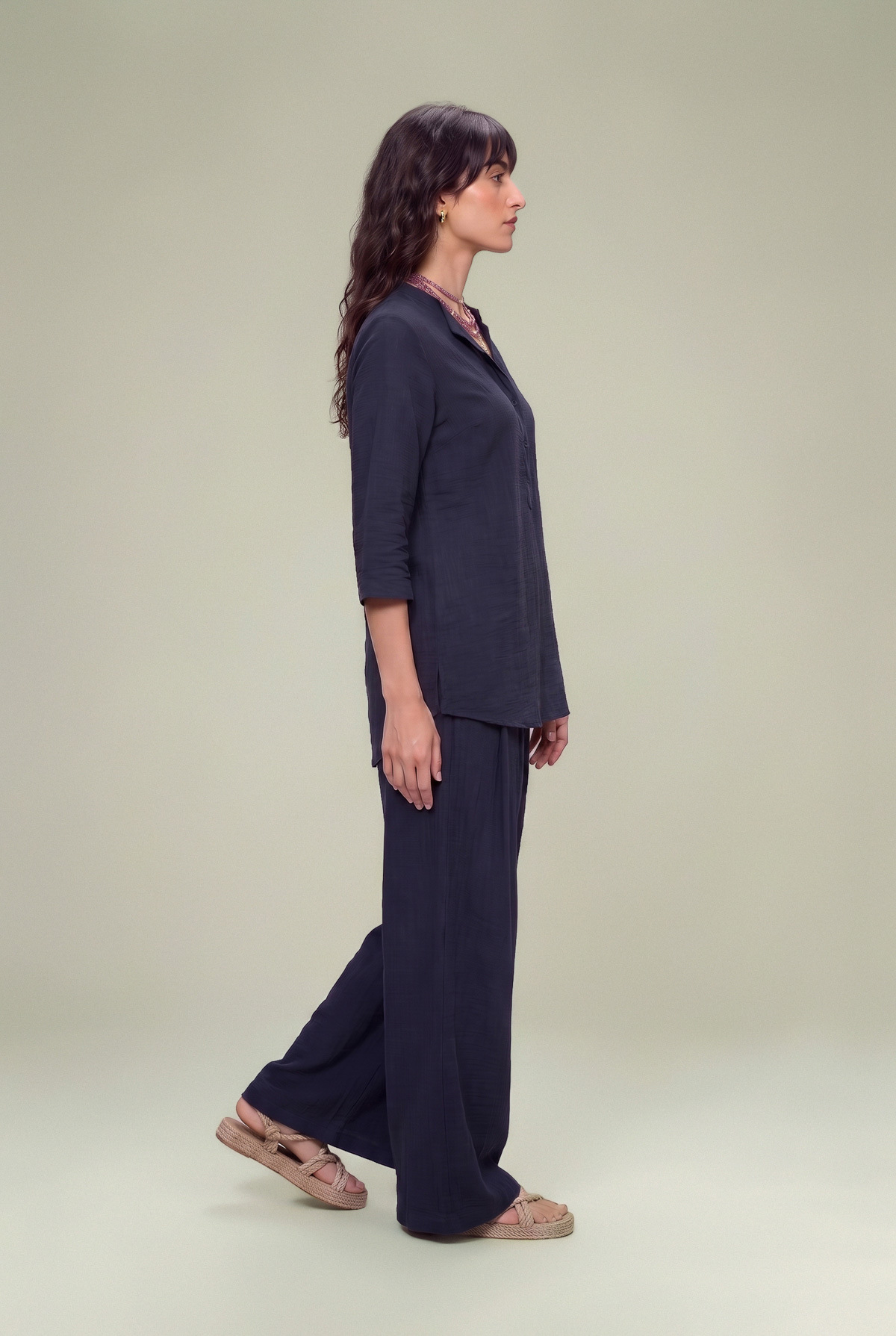 Dyed Textured Georgette Textured Georgette Trousers - 8-26-303-A-C1-VG