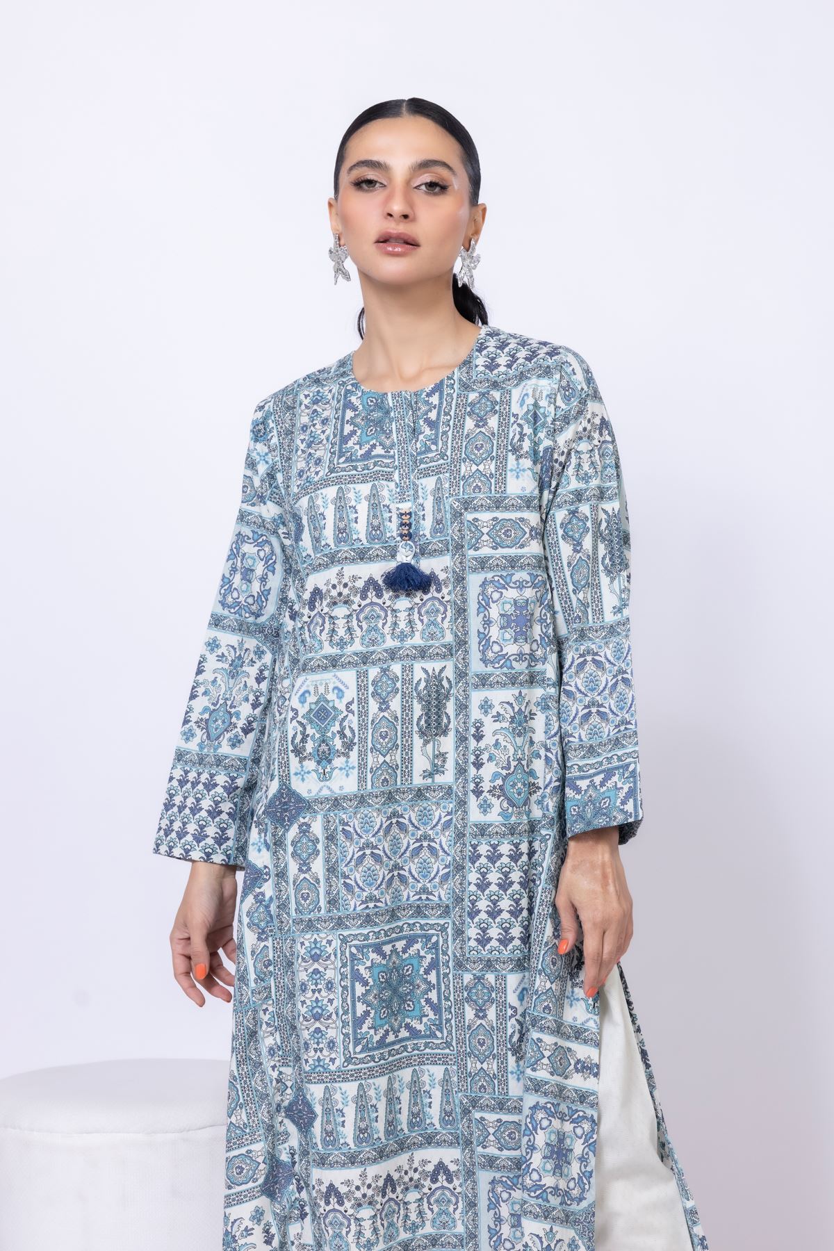 Printed Cotton Dobby Kurta - 25-07-7E9-02TA-VG