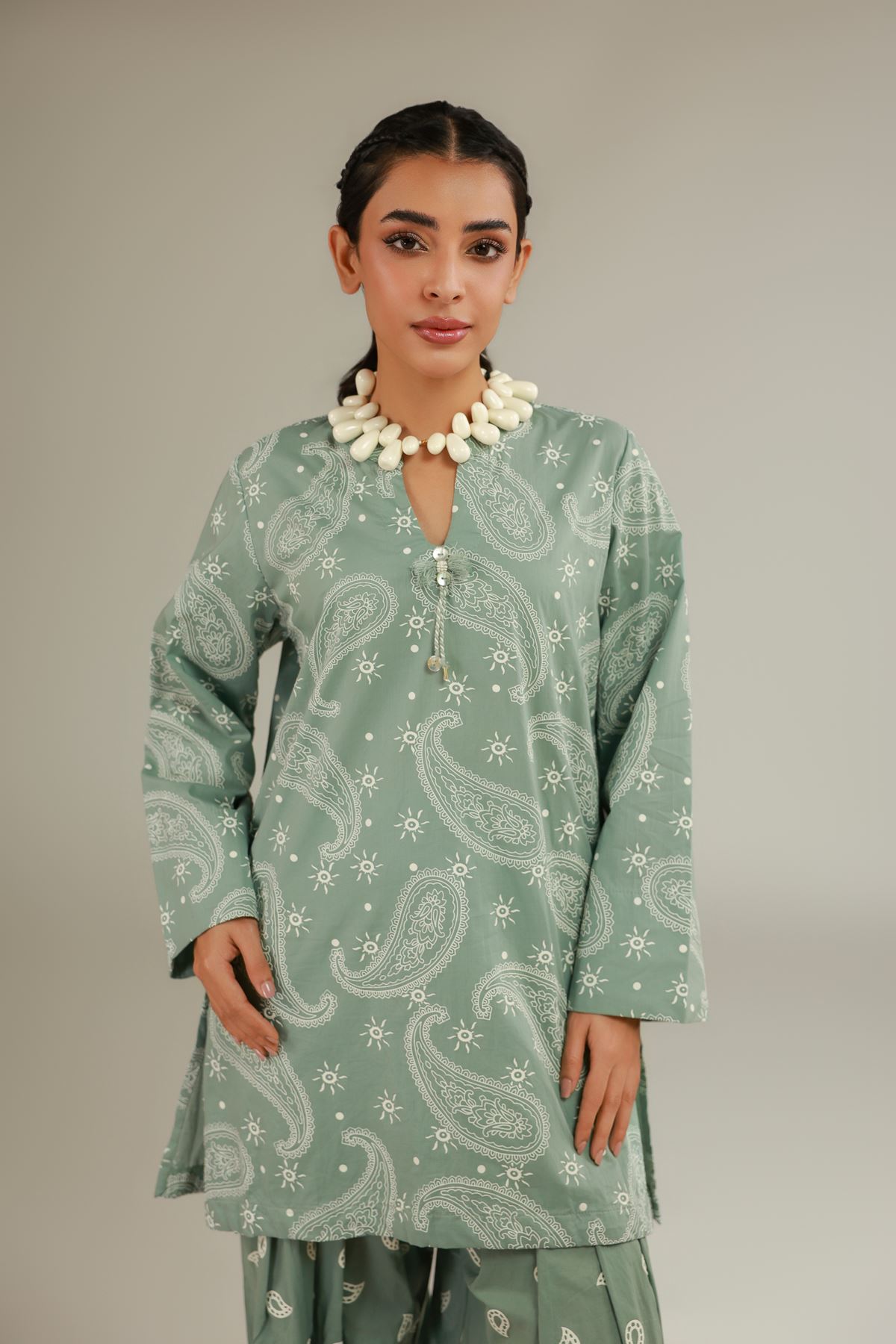 Cambric Green Cambric Kurta - 1-26-137-A-B-VG