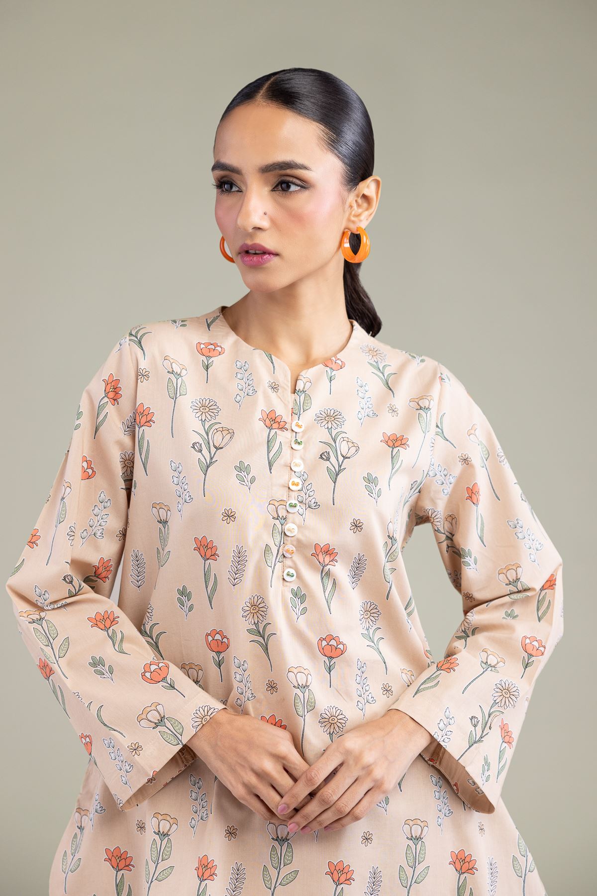 Printed Cambric Floral Cambric Kurta - T-A11-26-114FD1-VG