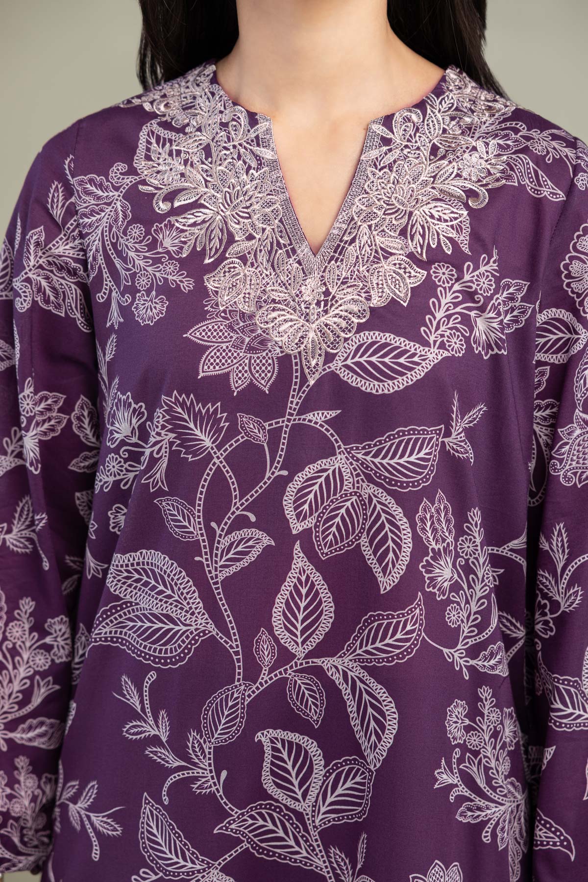 Embroidered Cambric Purple Cambric Kurta - 1-26-320-A-I2-VG