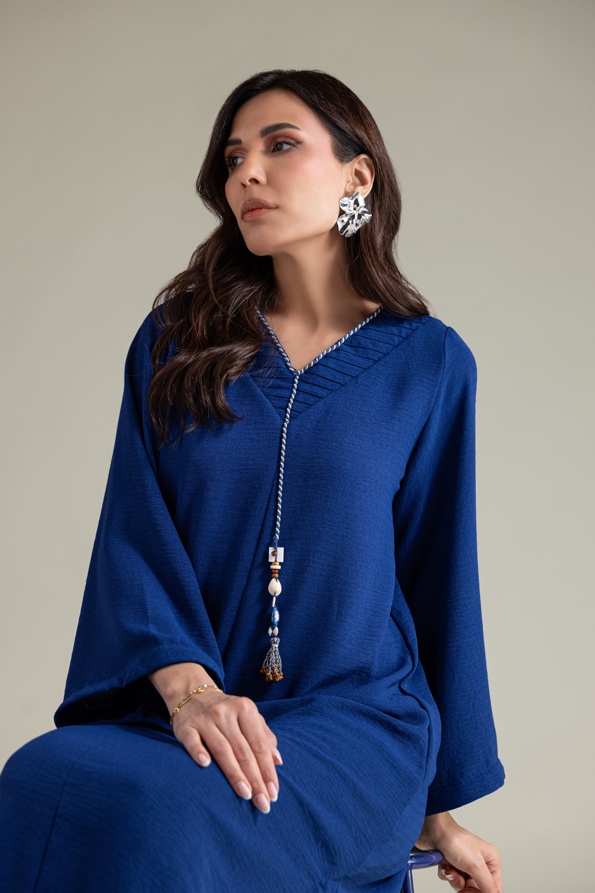 Dyed Textured Georgette Blue Georgette Kurta - 1-26-138-A-C-VG