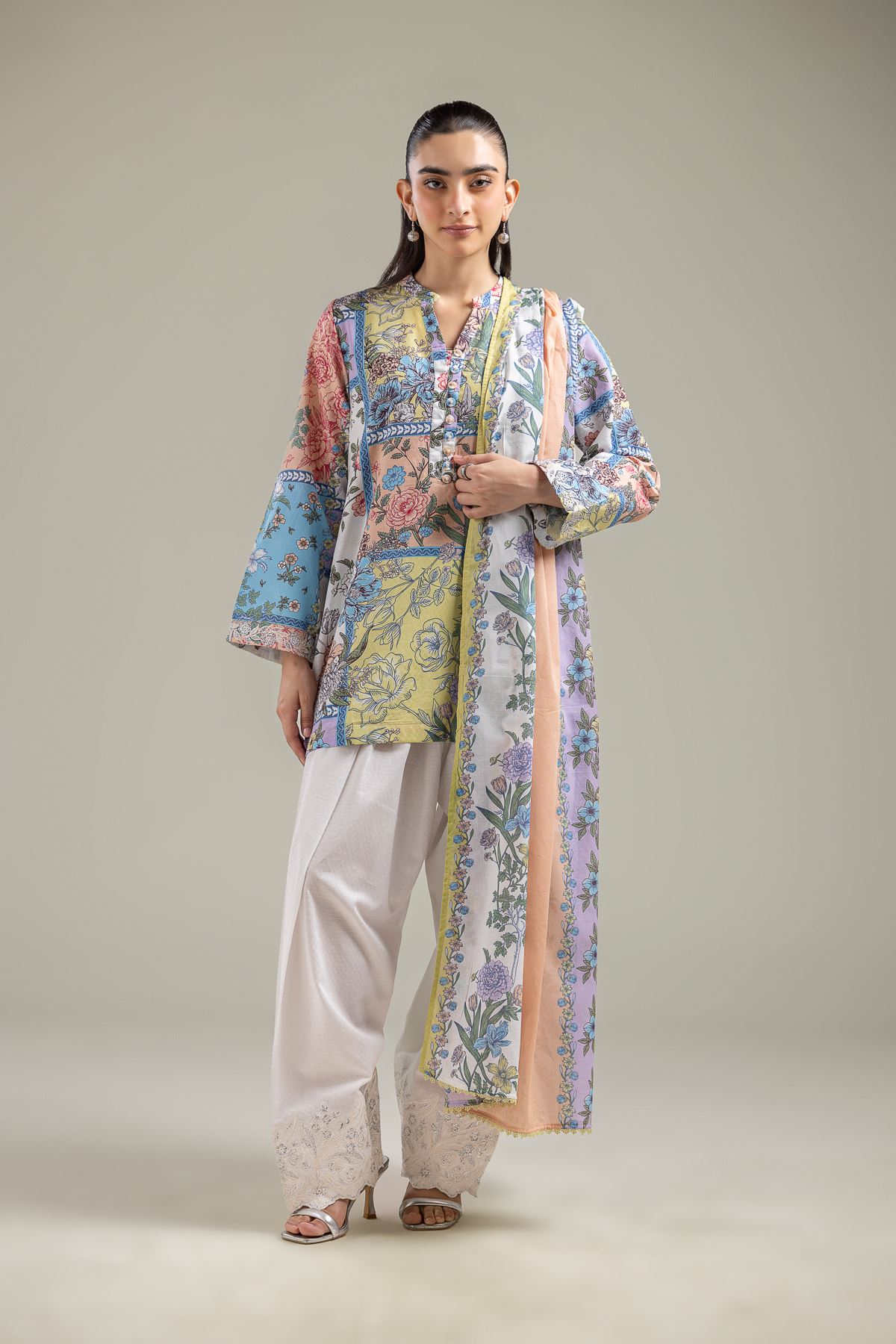 Embroidered Lawn Summer Lawn Dupatta - 1-26-118-A-B-VG