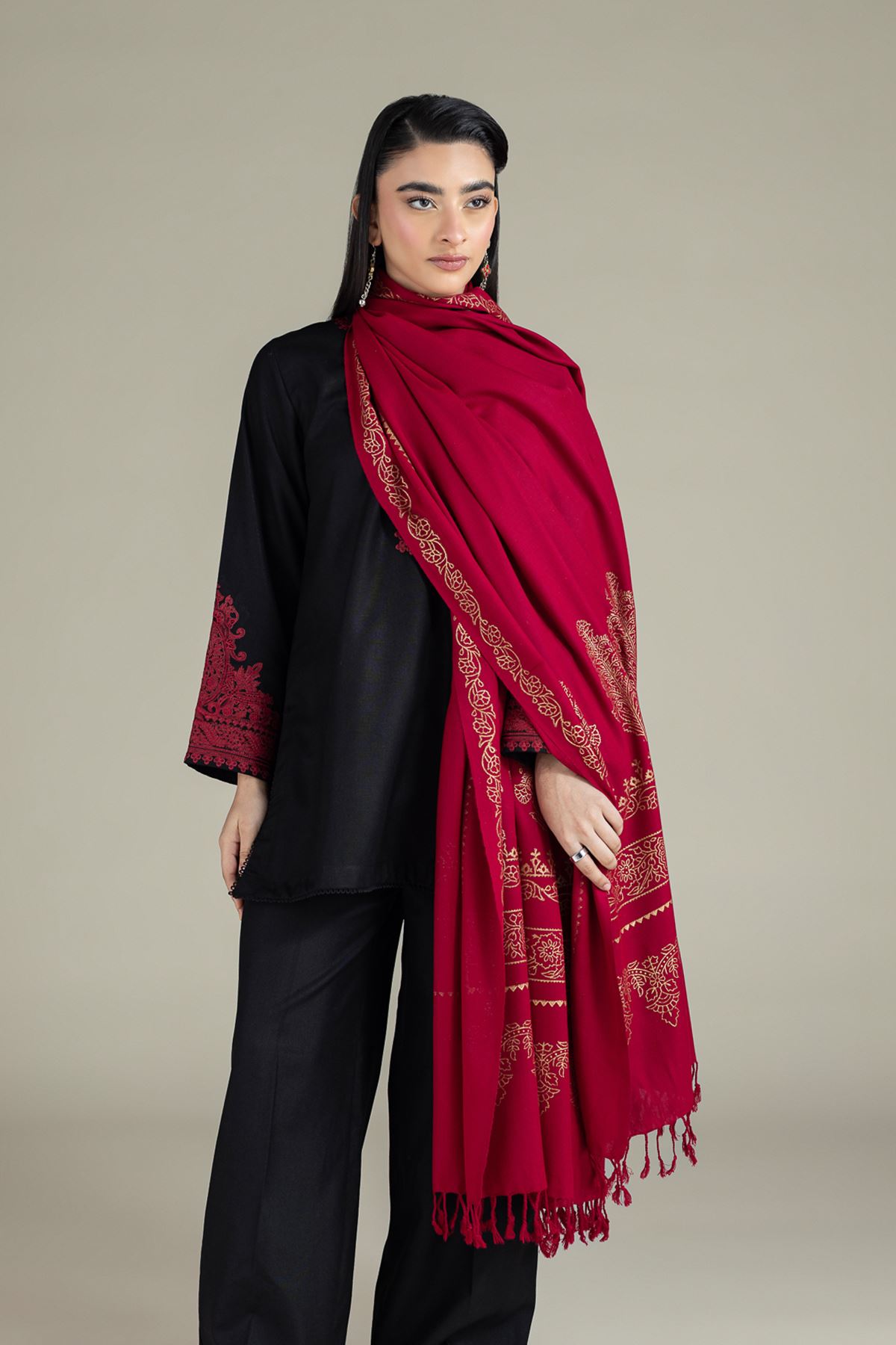 Embroidered Heavy Blended Viscose Kurta - 25-08-12E8-04TA-VG