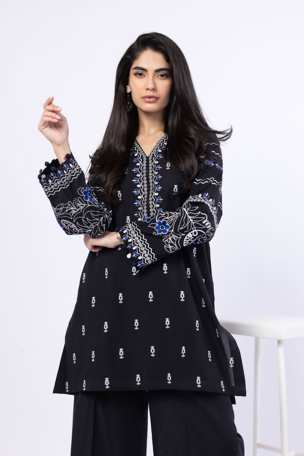 Embroidered Handwoven Cotton Kurta - 25-09-10E5-03TB-VG