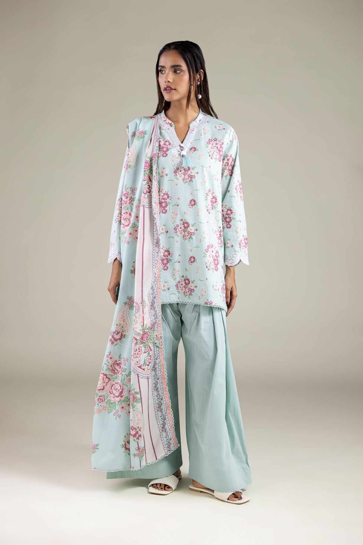 Embroidered Textured Lawn Dupatta - 1-26-123-C-E-VG