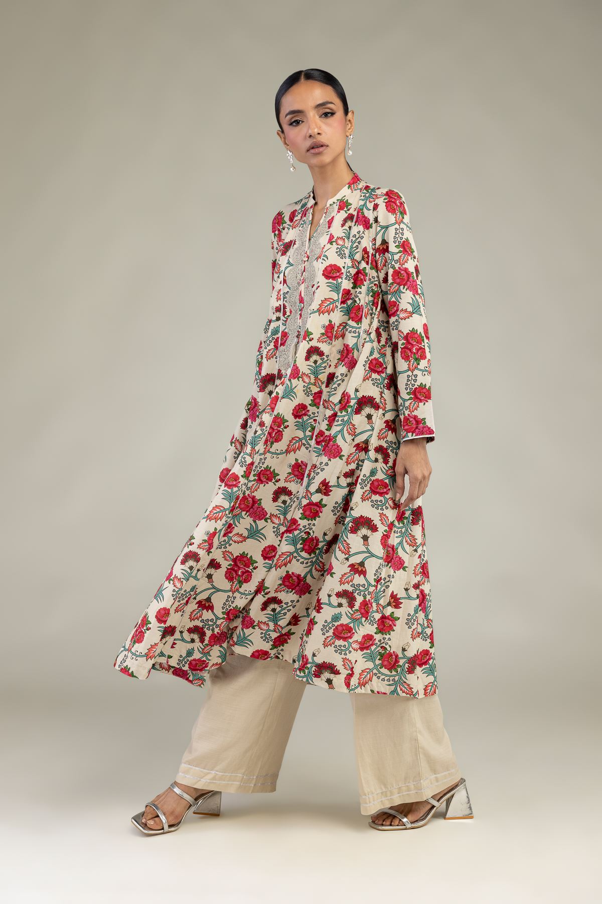 Embroidered Raw Silk Pants - 2-26-202-A-D-VG
