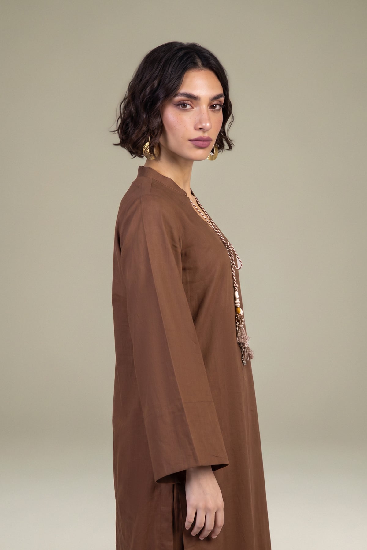 Dyed Poplin Brown Solid Kurta - 1-26-431-A-I1-VG