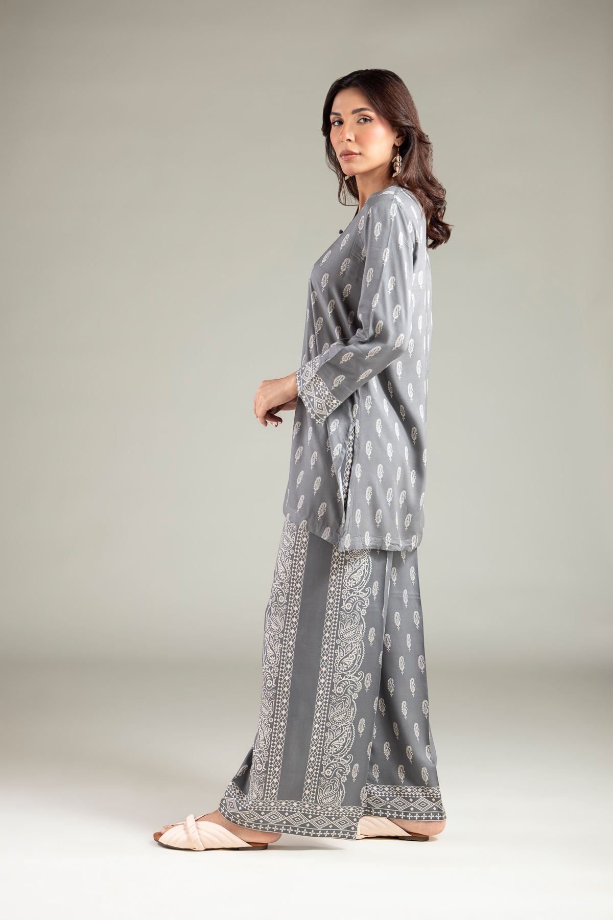 Printed Viscose Relaxed Paisley Pants - 1-26-105-A-F-VG