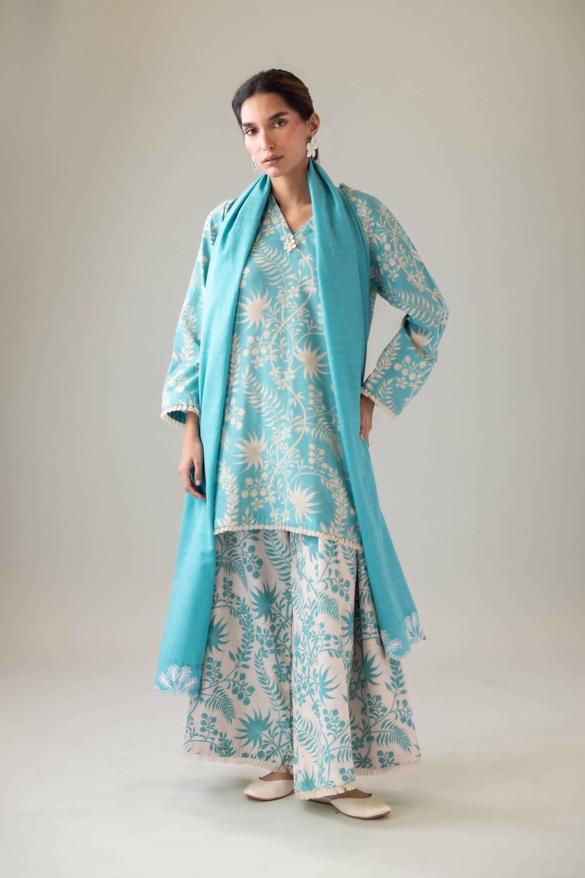 Embroidered Textured Cotton Dupatta - 25-09-12E2-04TA-VG