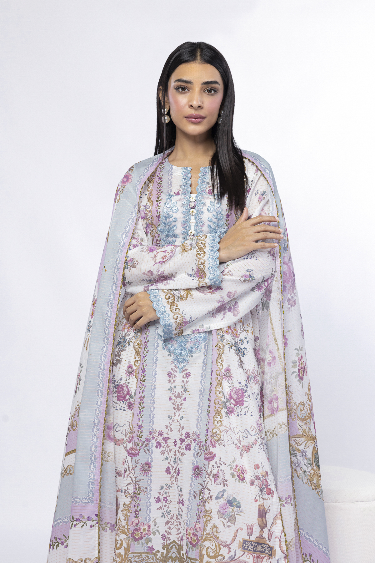 Embroidered Messuri Fabrics 3 Piece - CA02A-VG