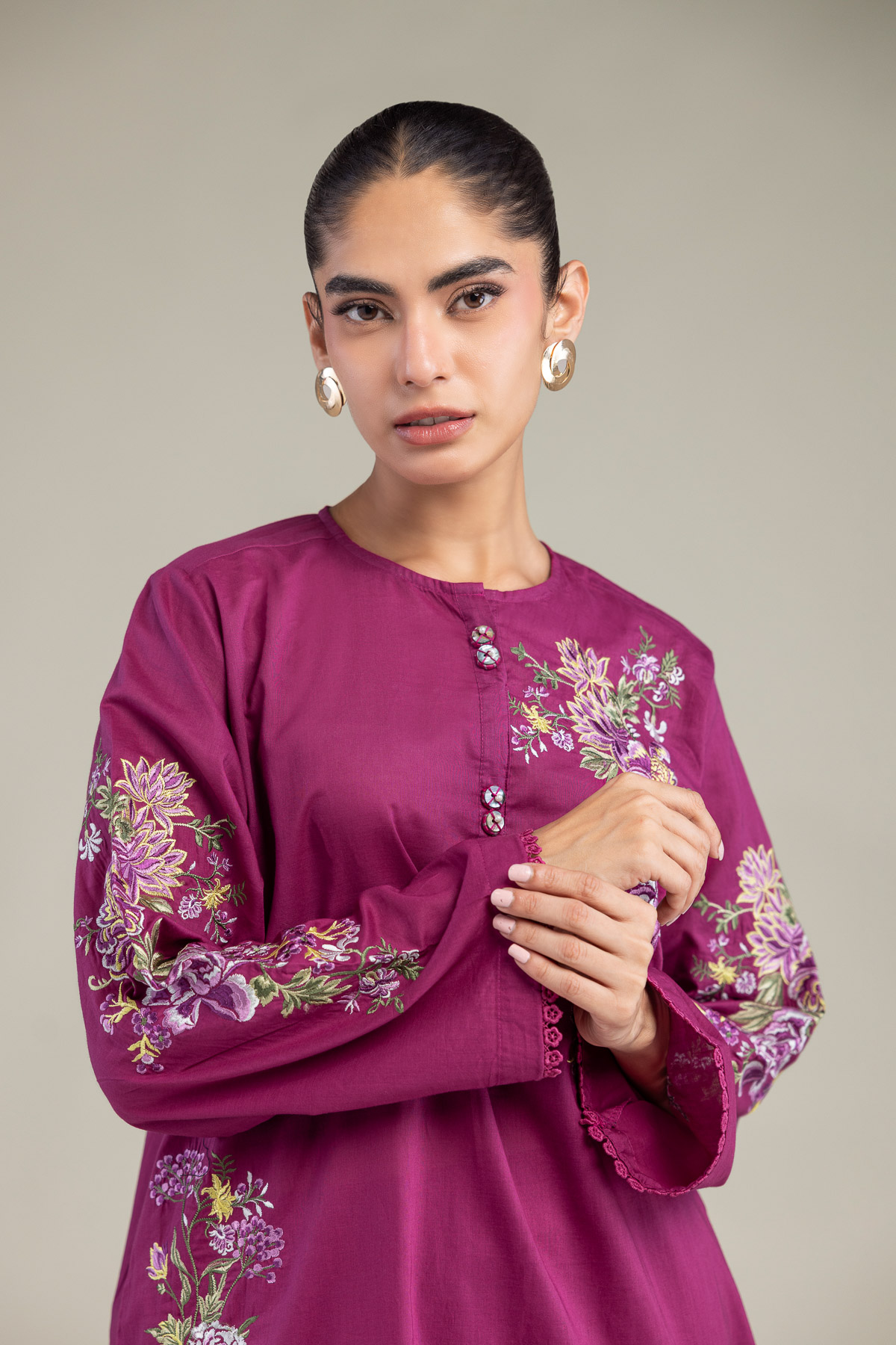 Embroidered Cambric Short Cambric Kurta - 1-26-102-A-F-VG