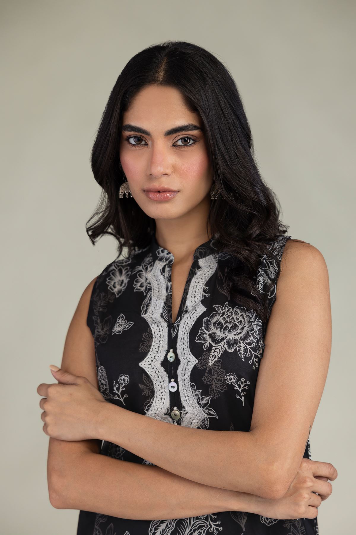 Embroidered Cambric Black Cambric Kurta - 1-26-216-B-G1-VG