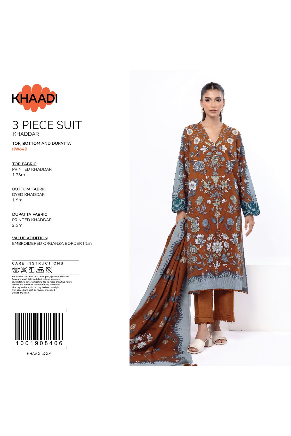 Embroidered Khaddar Fabrics 3 Piece - A22-26-102FG1-VG