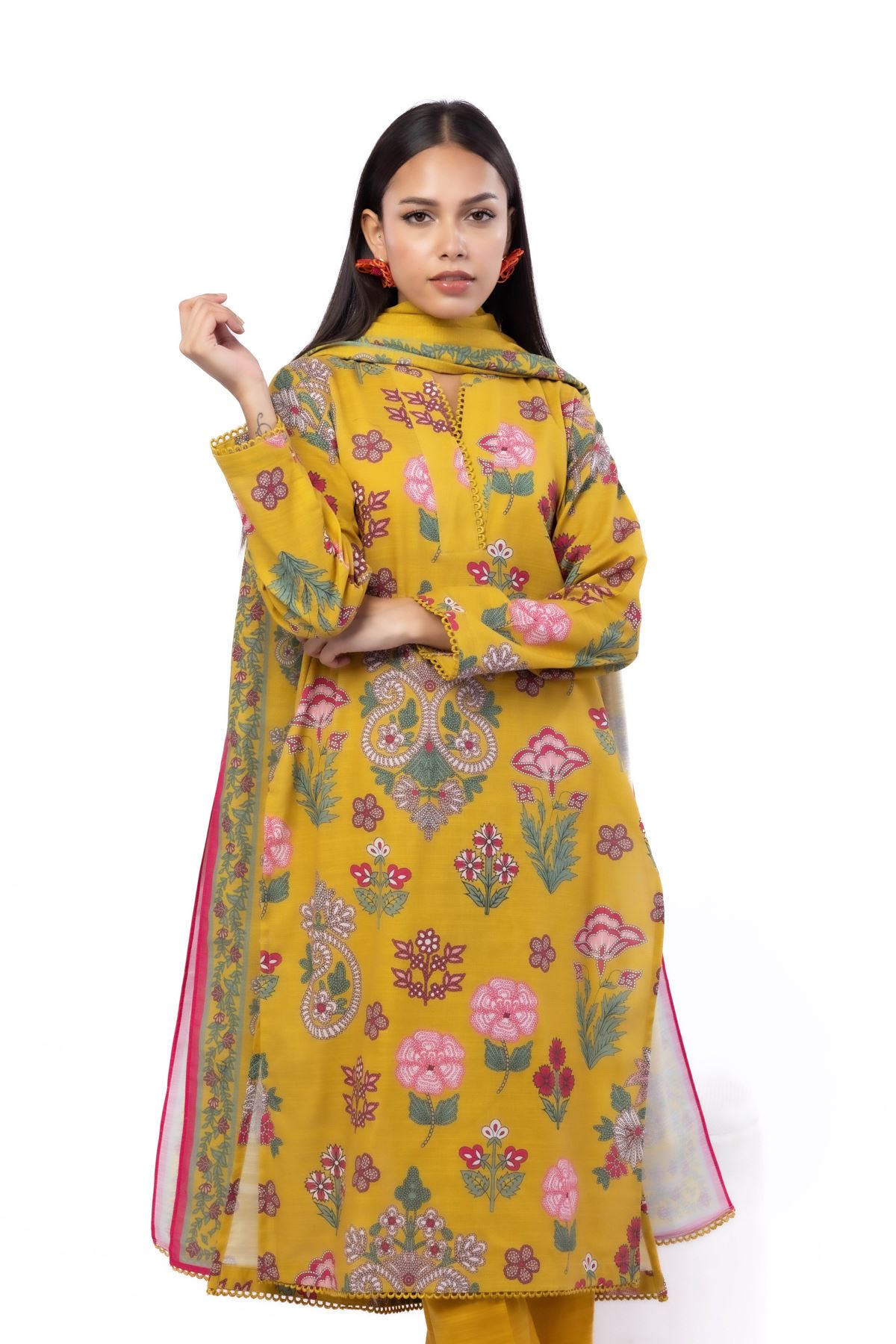 Printed Khaddar Fabrics 3 Piece - MT23A-VG