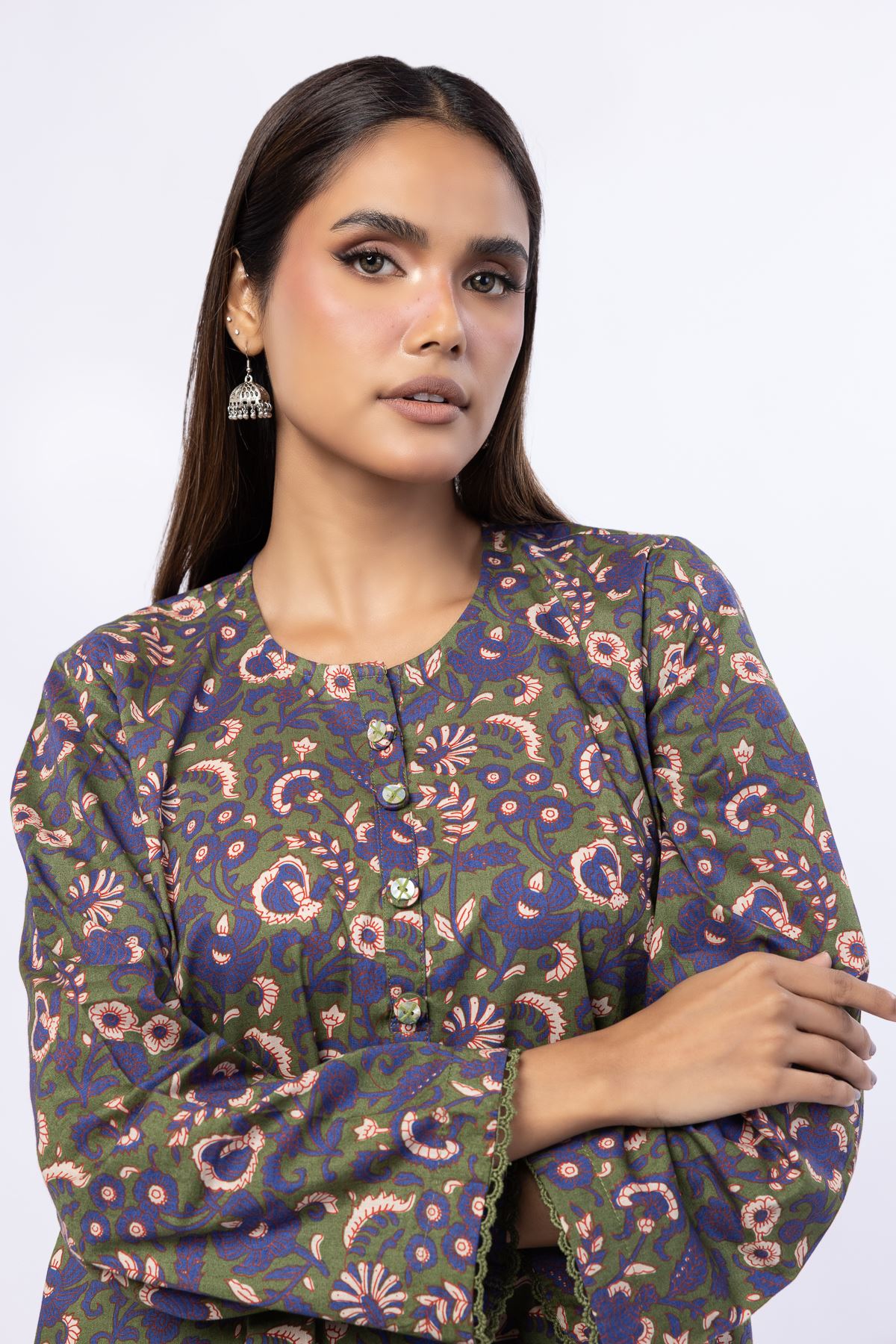 Printed Crosshatch Poplin Kurta - 25-04E48-07TA-VG
