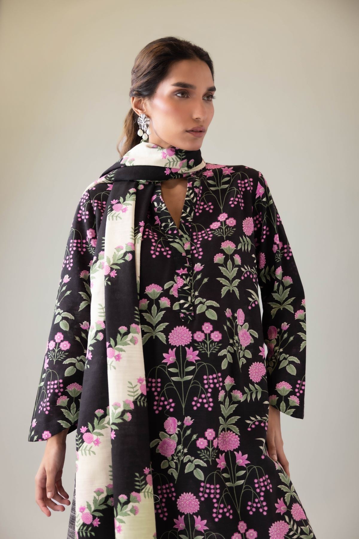 Printed Textured Cotton Dupatta - 25-09-12E2-02TA-VG