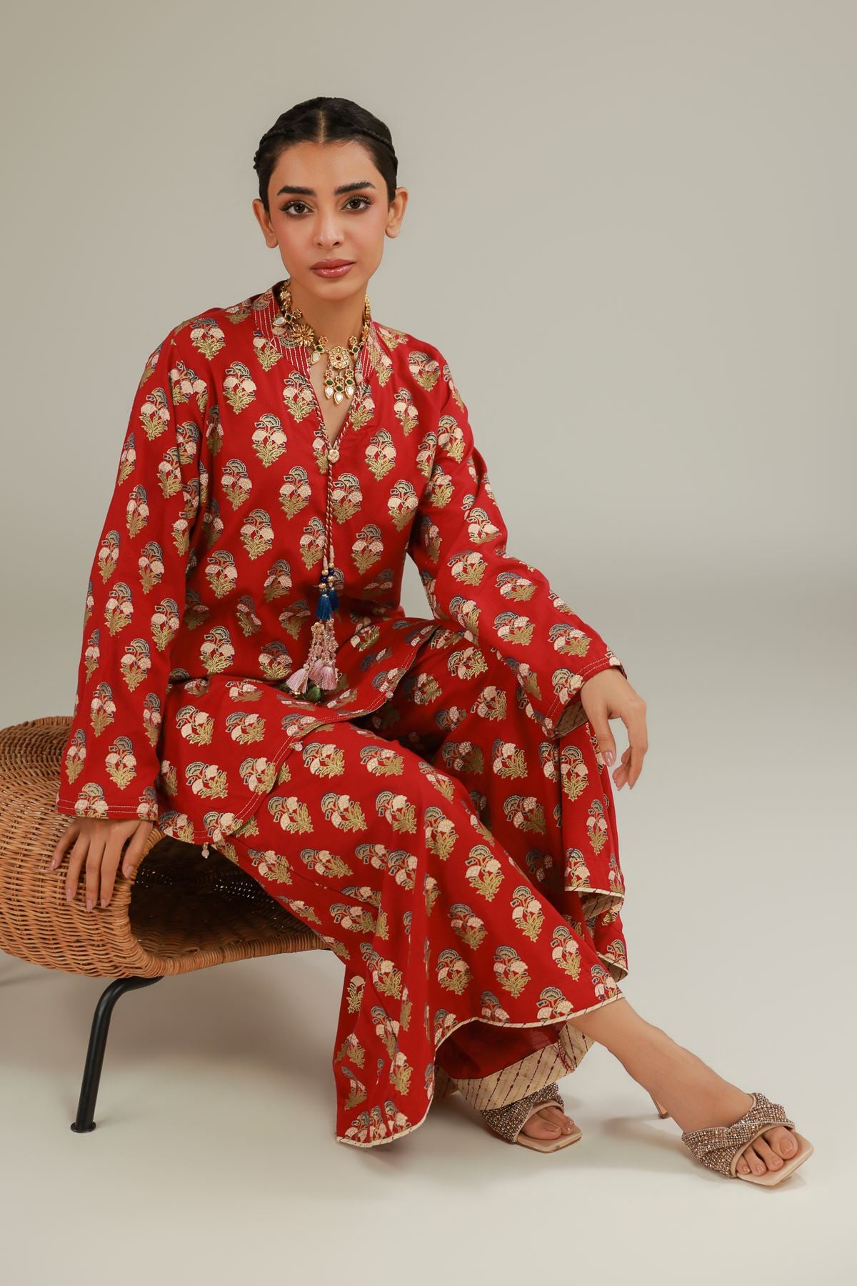 Raw Silk 2-Piece Co-ord Set - 25-12-12S4-09TA-VG