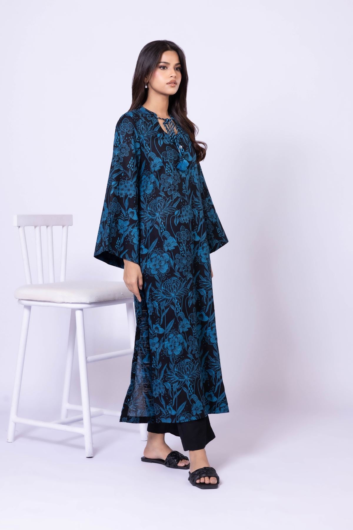 Printed Khaddar Kurta - 25-09-11E11-10TA-VG