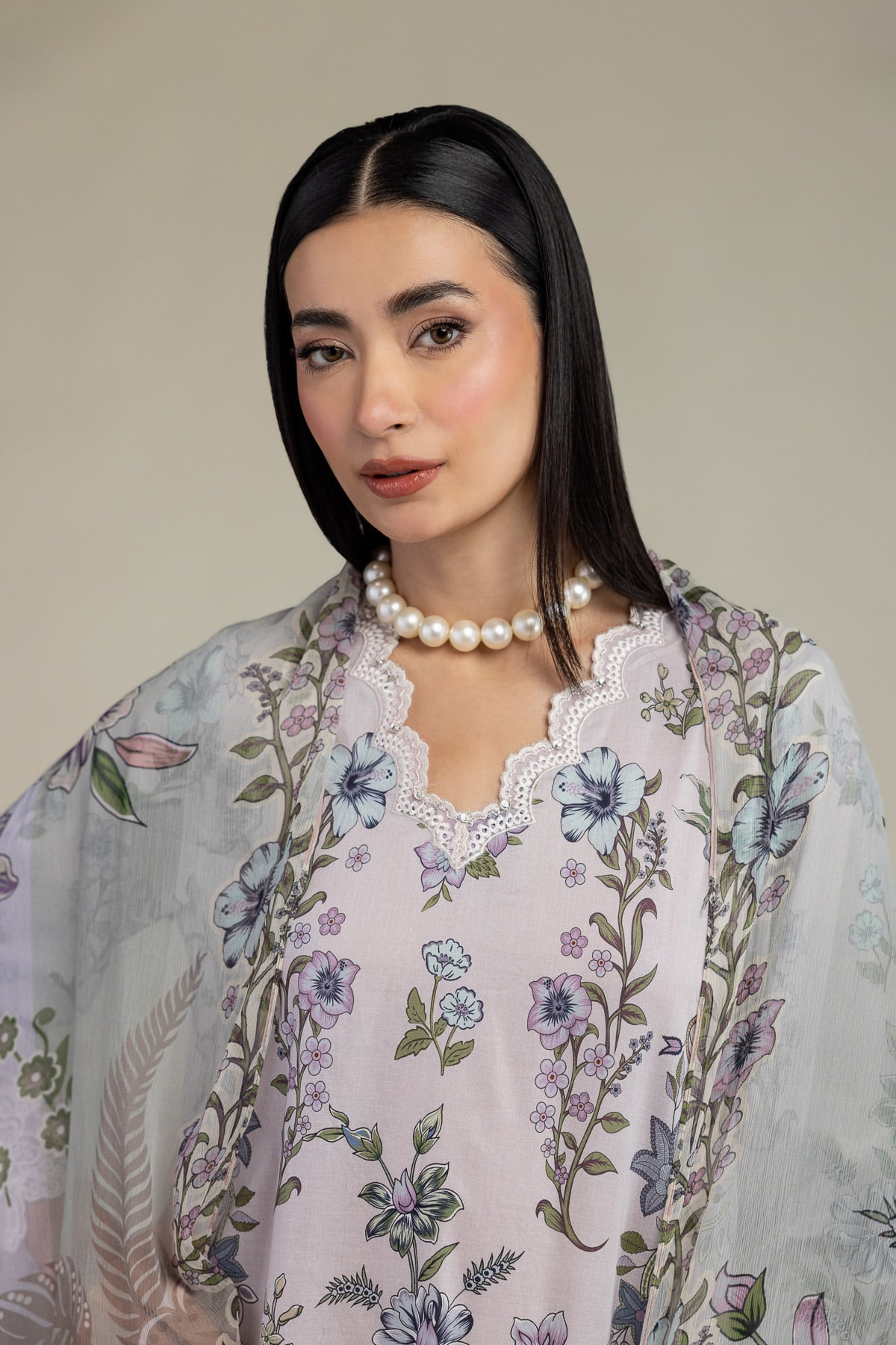 Embroidered Cambric Tailored 3-Piece Cambric - A22-26-214FH1-VG