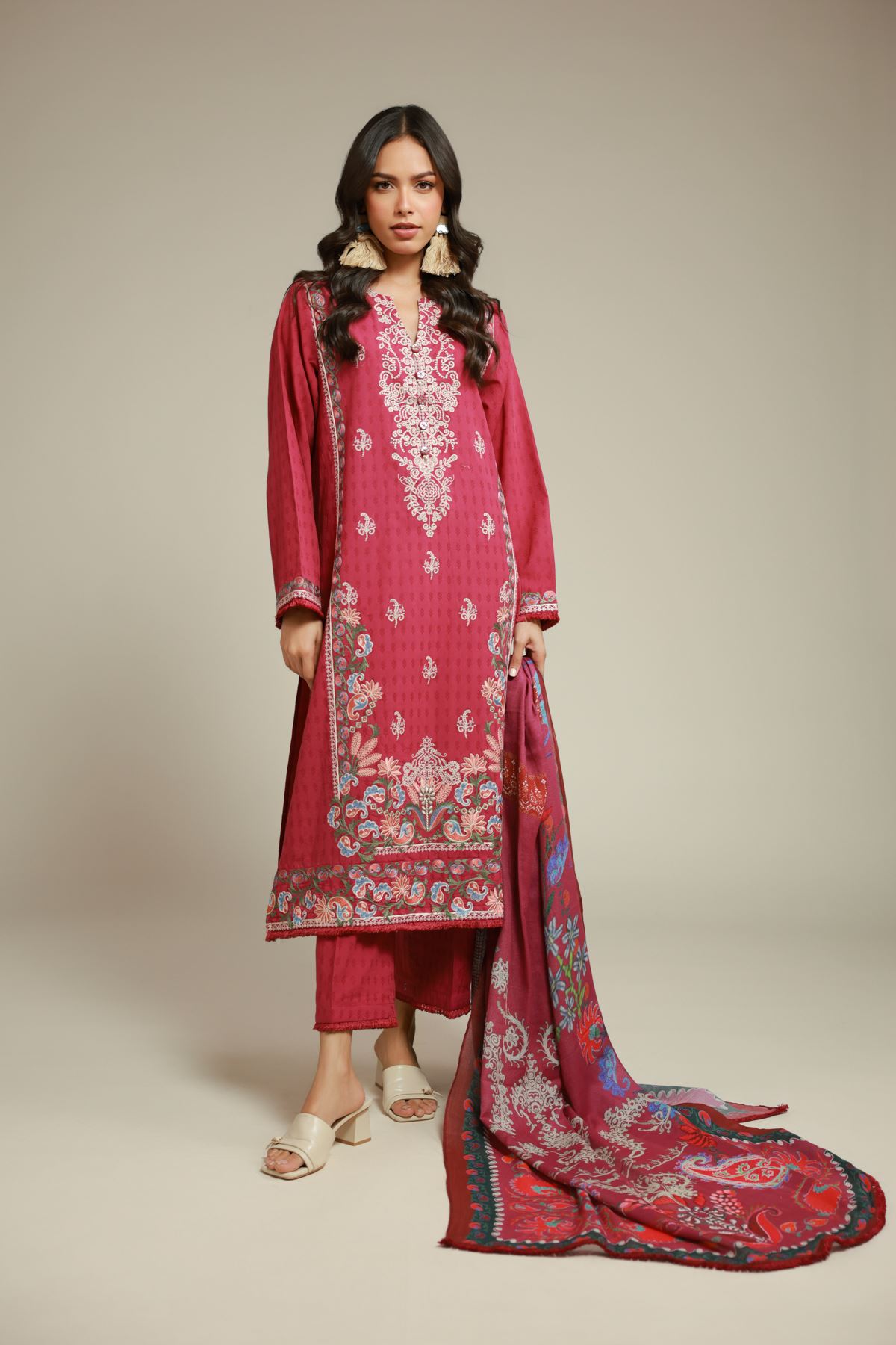 Embroidered Dobby Fabrics 3 Piece - 1001945315