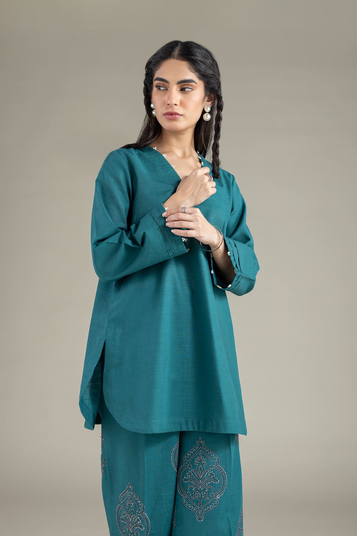 Dyed Khaddar Kurta - 25-10-12E6-03TA-VG