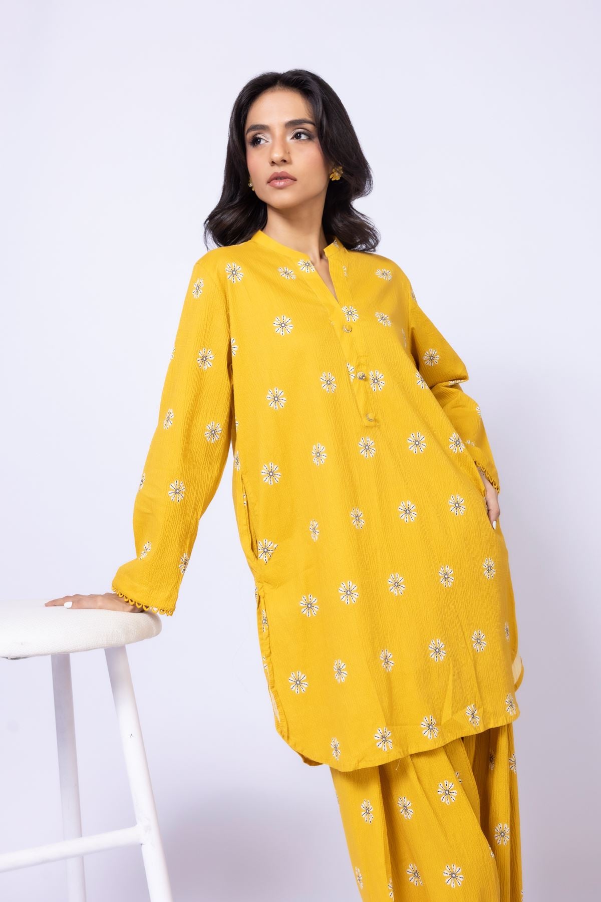 Printed Cotton Crinkle Kurta - 25-09-11E3-07TA-VG