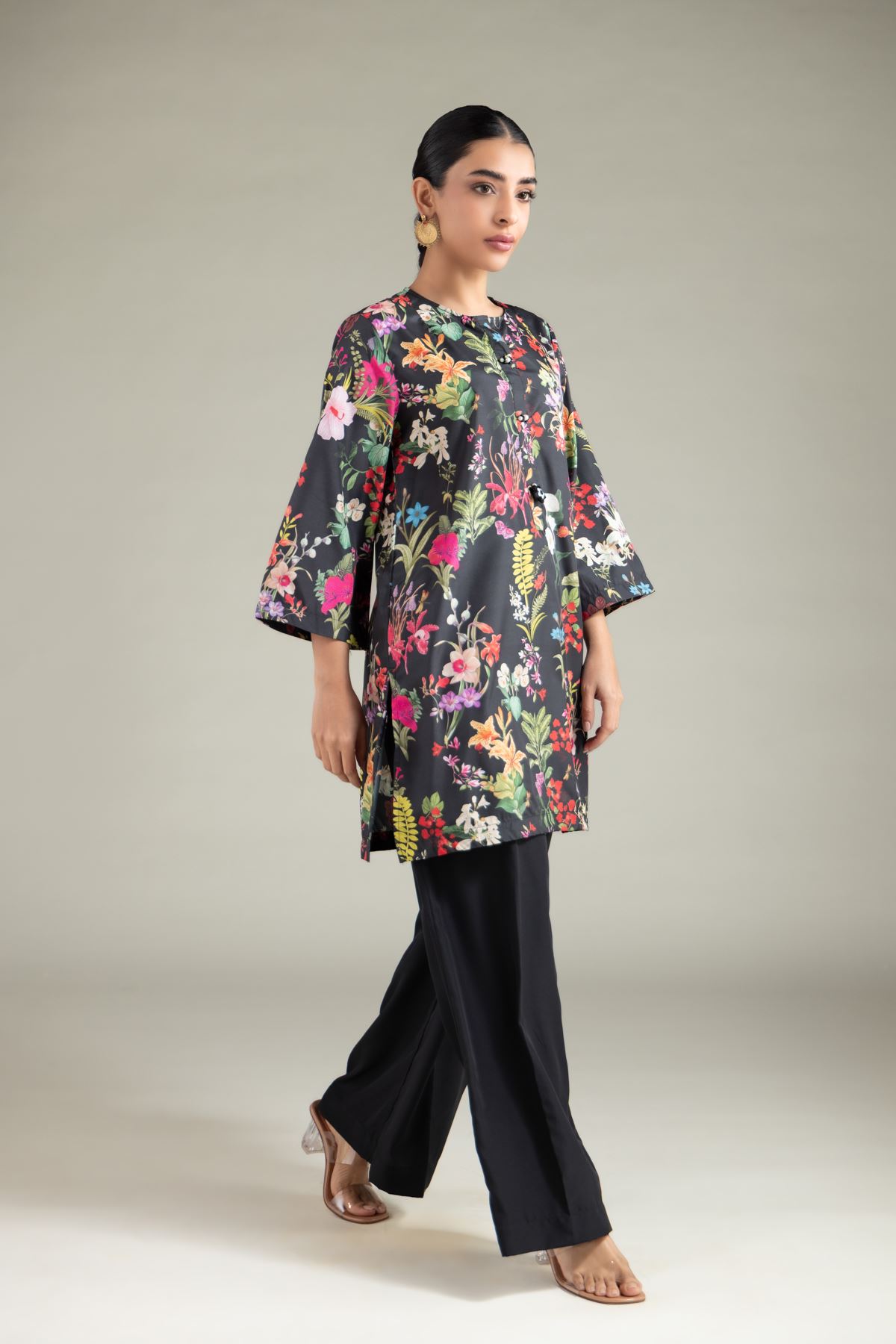 Printed Polyester Silk Pants - 1-26-110-A-E-VG