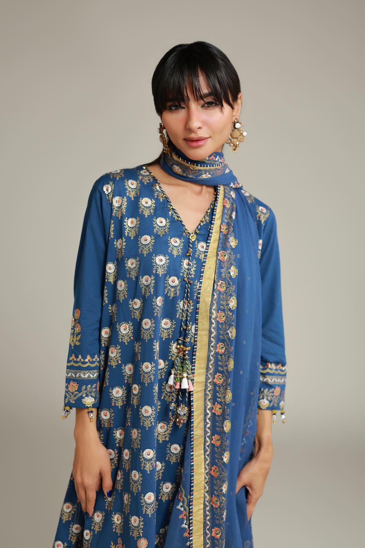 Printed Cambric Floral Co-ords Set - 12-26-115-F-B-VG