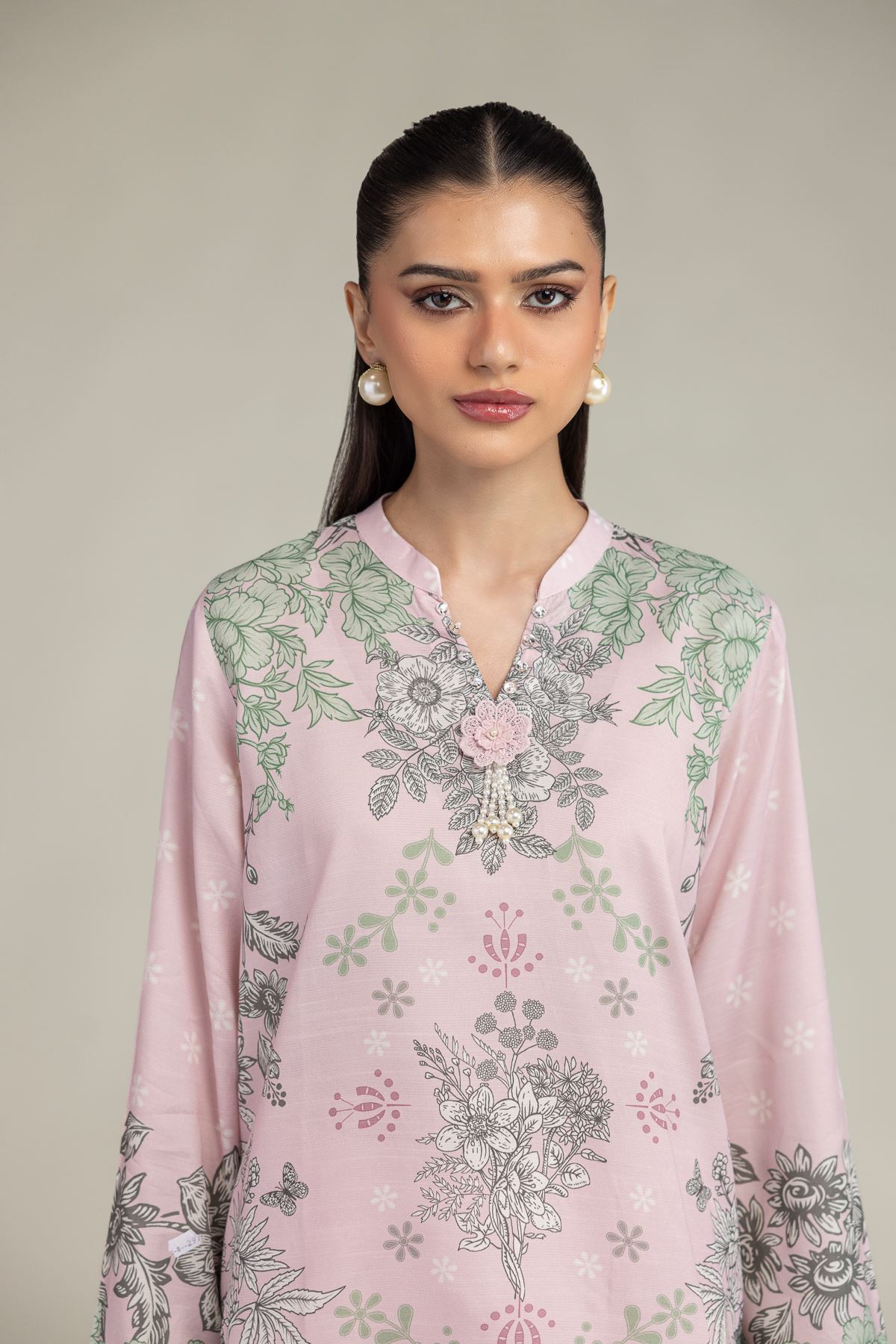 Embroidered Raw Silk Floral Silk Kurta - 2-26-201-A-C-VG
