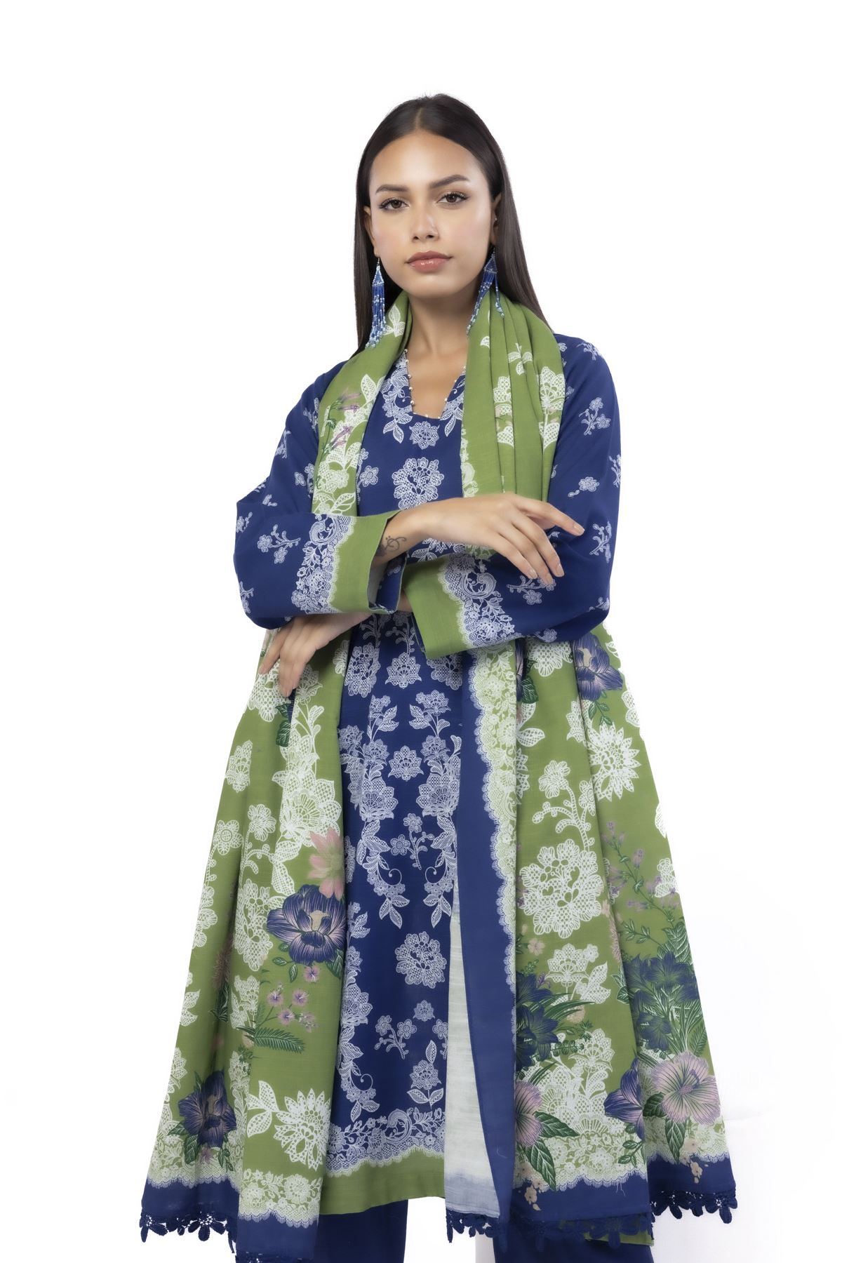 Printed Khaddar Fabrics 3 Piece - KRN13A-VG