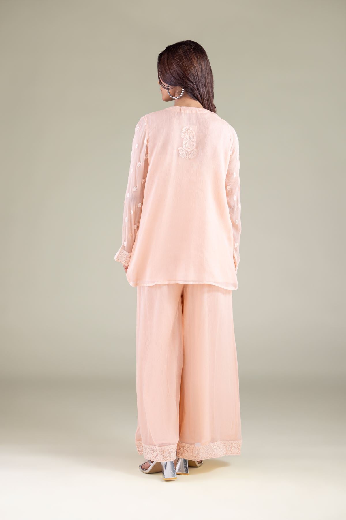 Embroidered Chiffon 2-Piece Co-ord Set - 1-26-127-A-D-VG