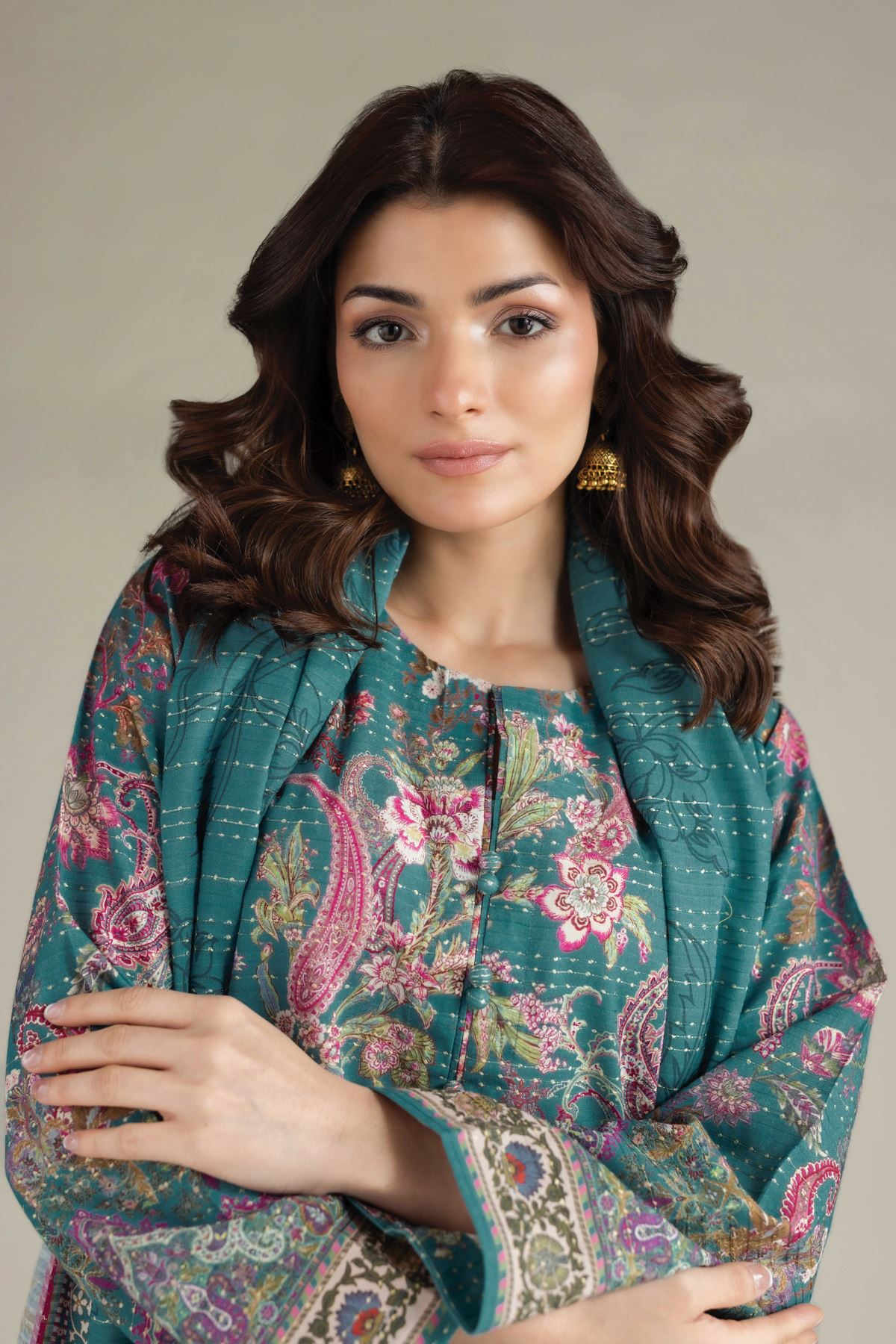 Printed Mesuri Dobby Tailored 3 Piece - T-A22-26-117FH2-VG