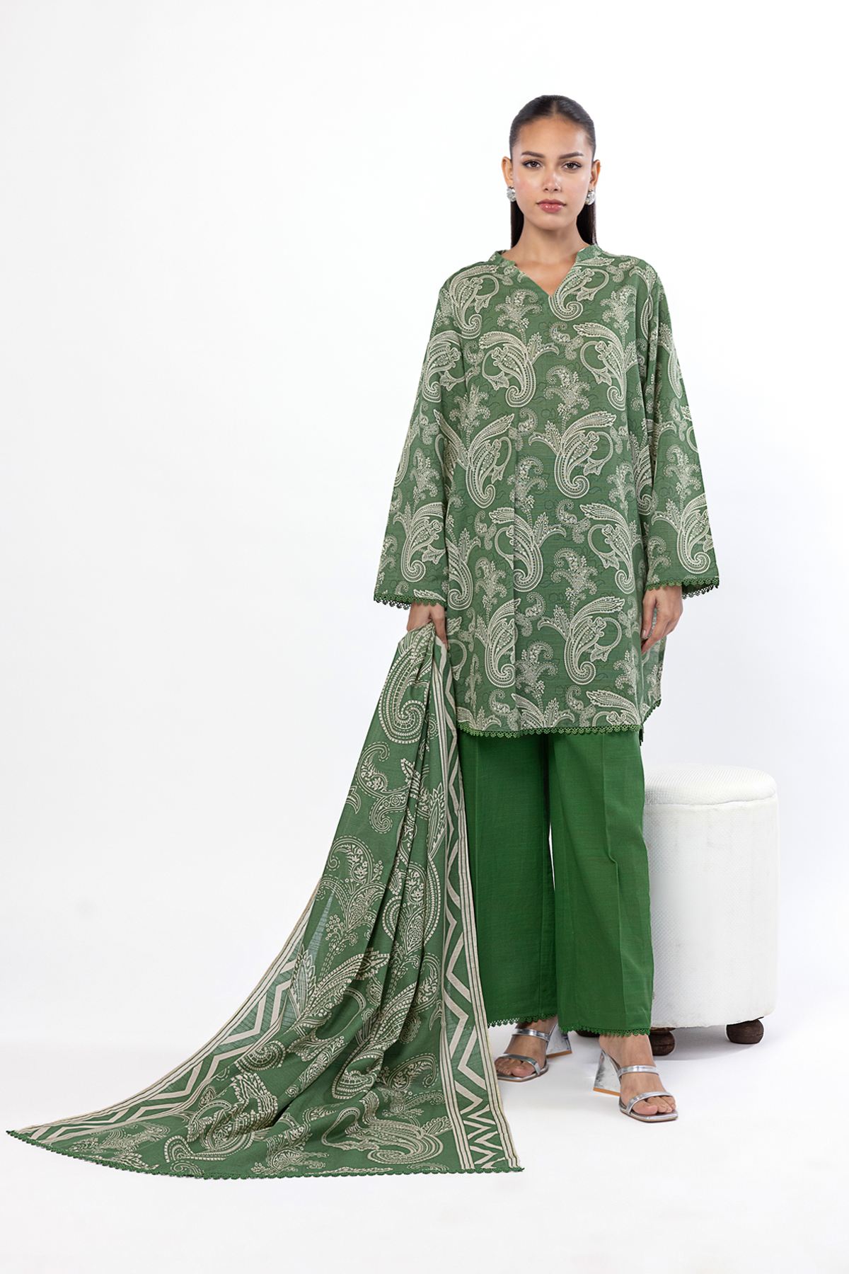Printed Khaddar Fabrics 3 Piece - KW32B-VG