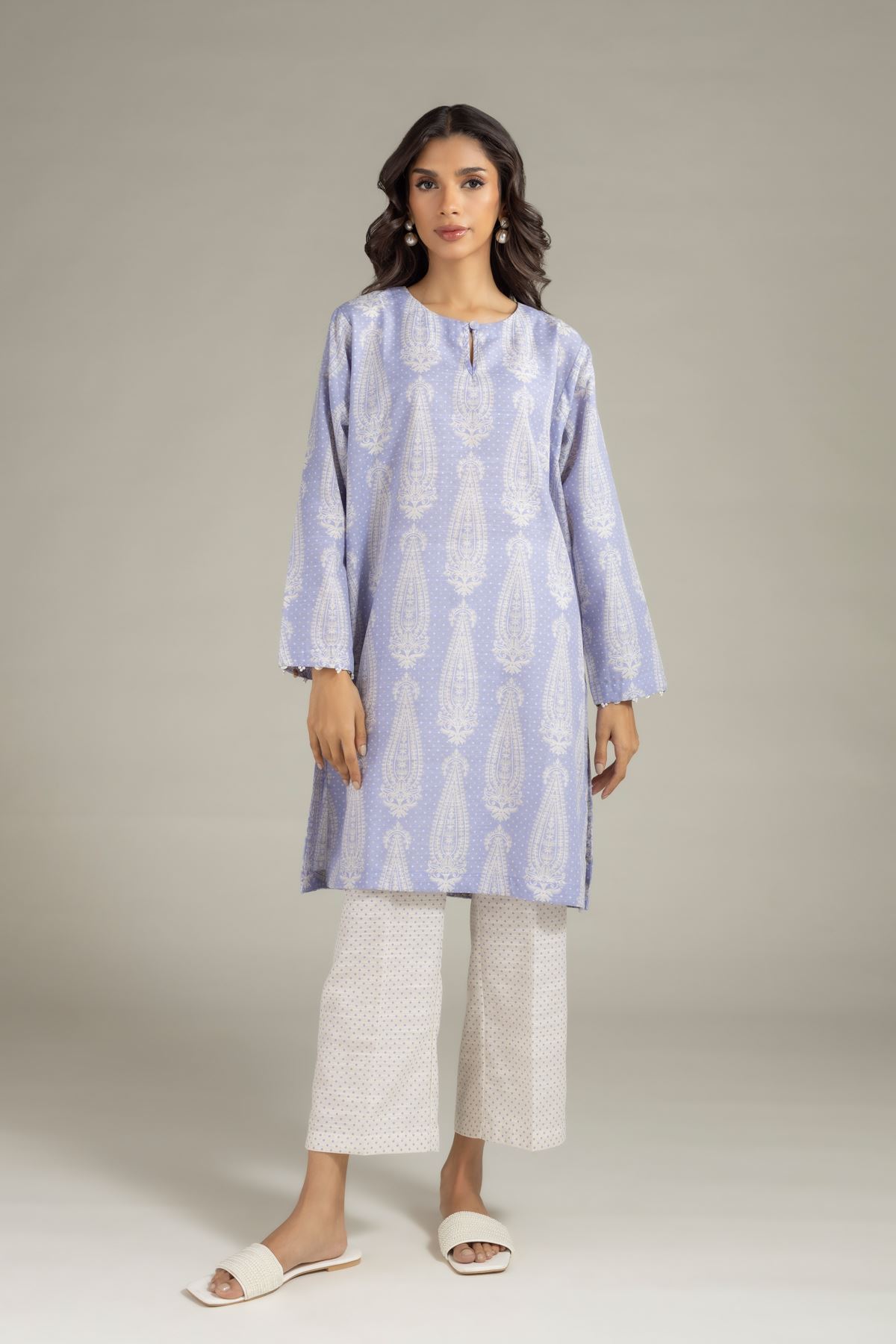 Printed Textured Cotton Kurta - 25-10-10S4-02TA-VG