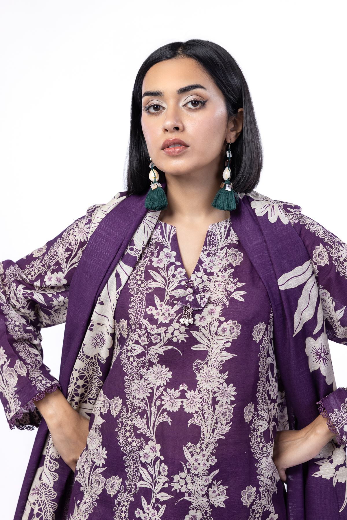 Printed Light Khaddar Fabrics 3 Piece - KW38A-VG