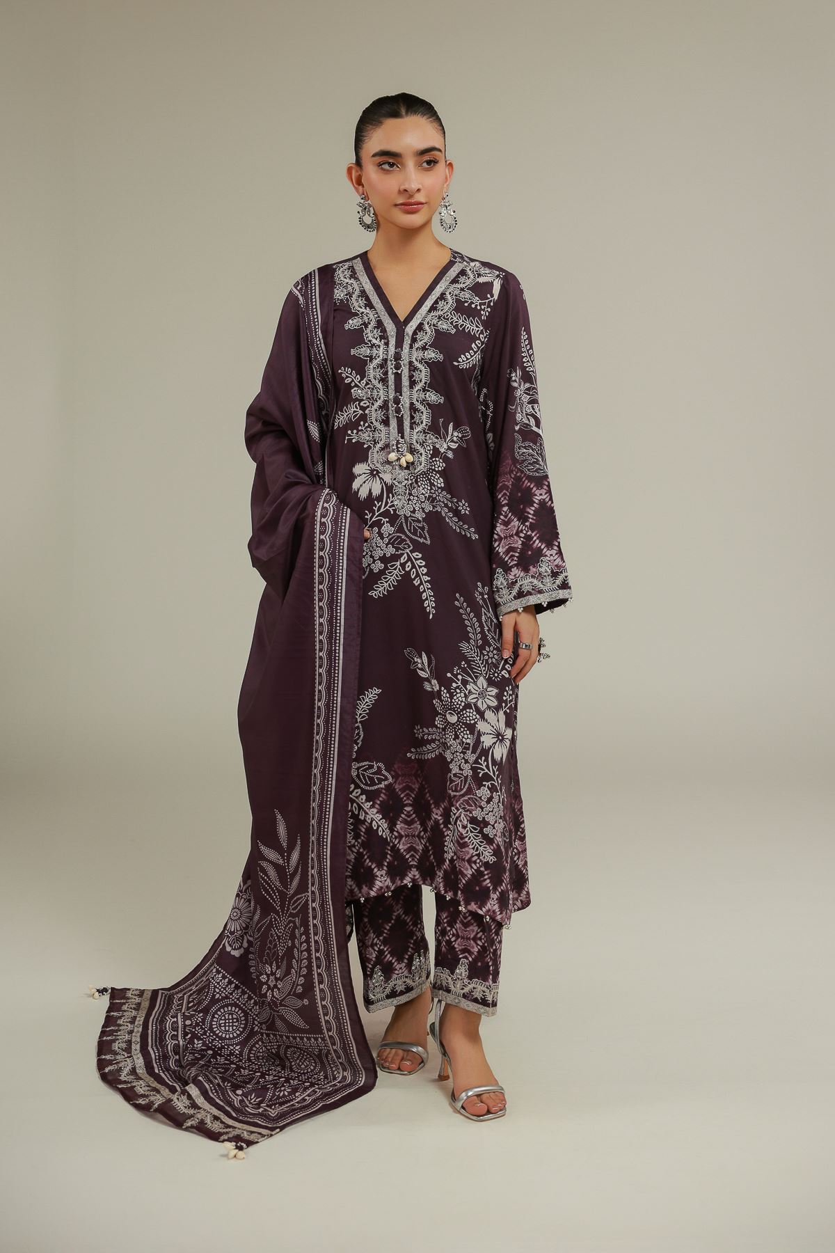 Embroidered Polyester Silk Floral All-Season Dupatta - 2-26-102-A-B-VG