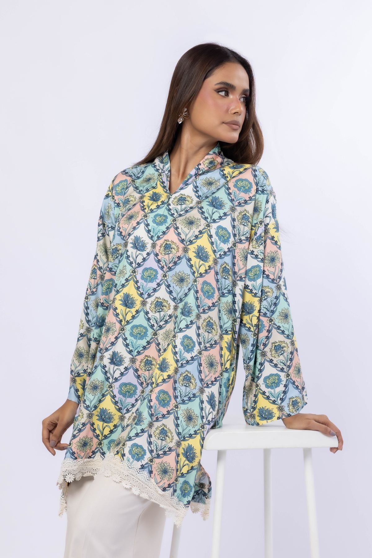 Printed Viscose Crepe Kurta - 25-09-10E1-05TB-VG