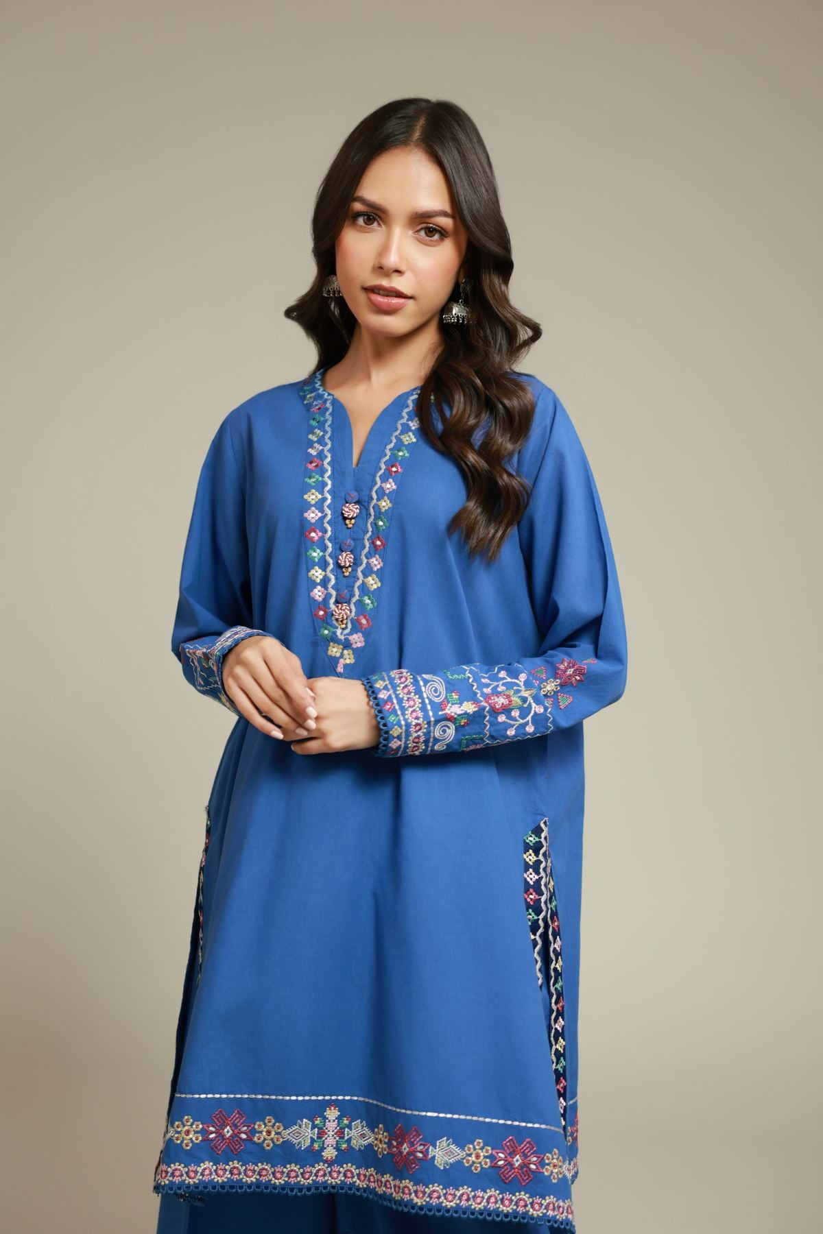 Embroidered Cambric 2-Piece Tailored Set - 2-26-107-A-F-VG