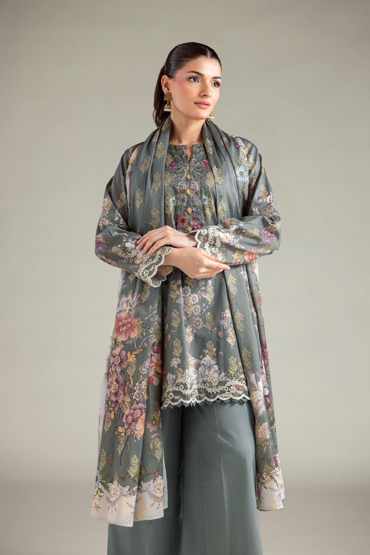 Embroidered Jacquard Tailored 3-Piece Jacquard - T-A11-26-104FA1-VG