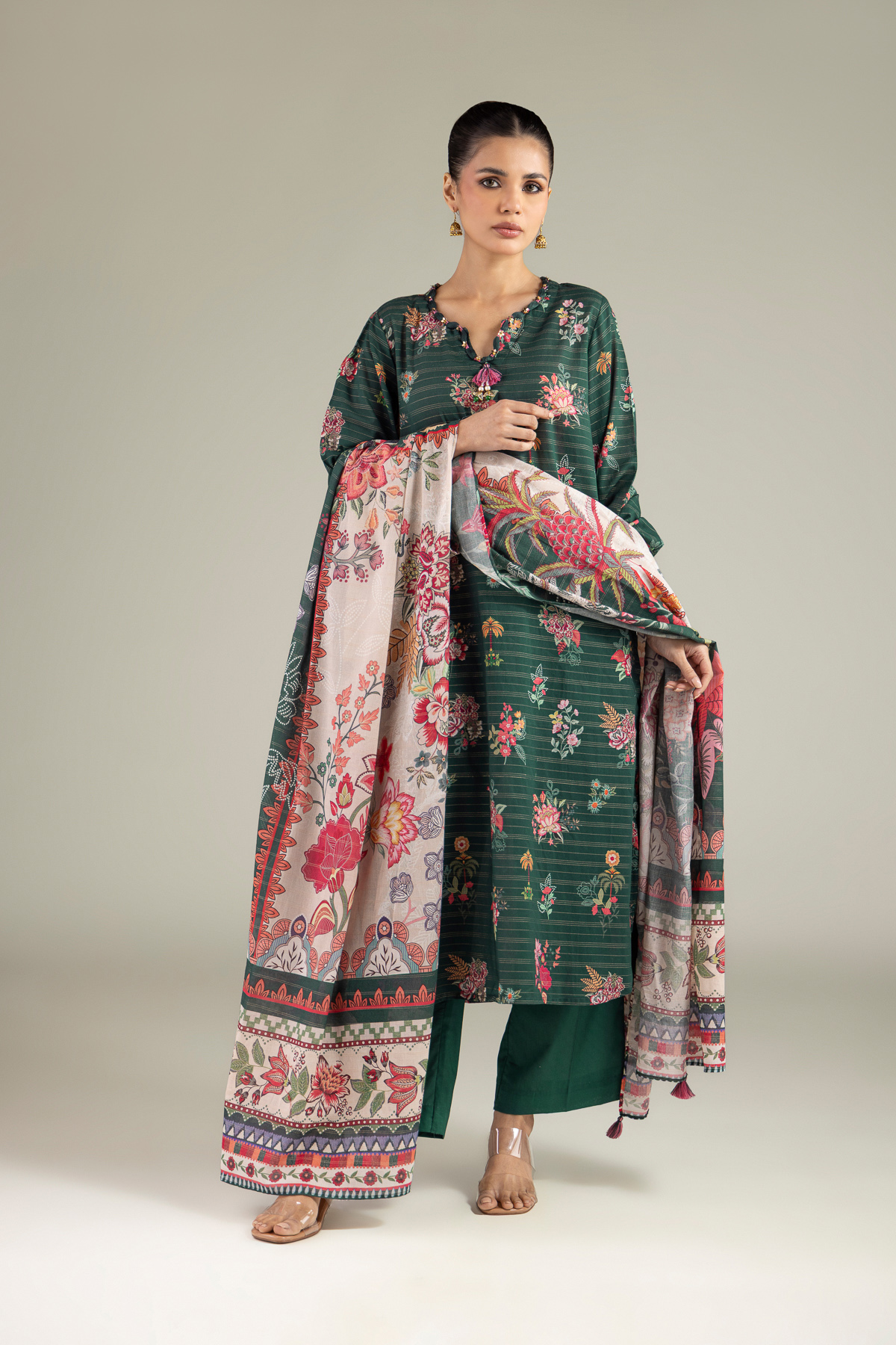 Embroidered Messuri Fabrics 3 Piece - 1-26-102-A-F-VG