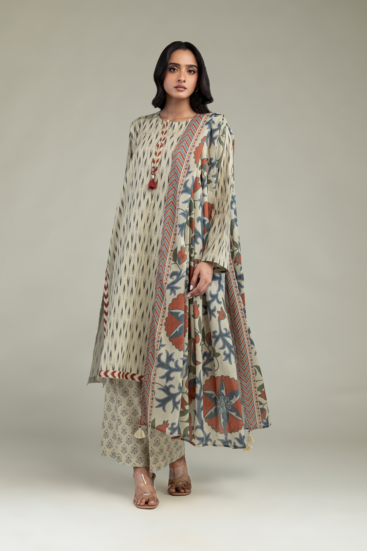 Printed Lawn Floral Lawn Dupatta - 1-26-250-B-H1-VG