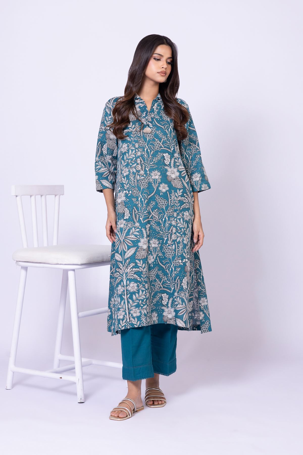 Dyed Khaddar Pants - 25-10-12E7-02TB-VG