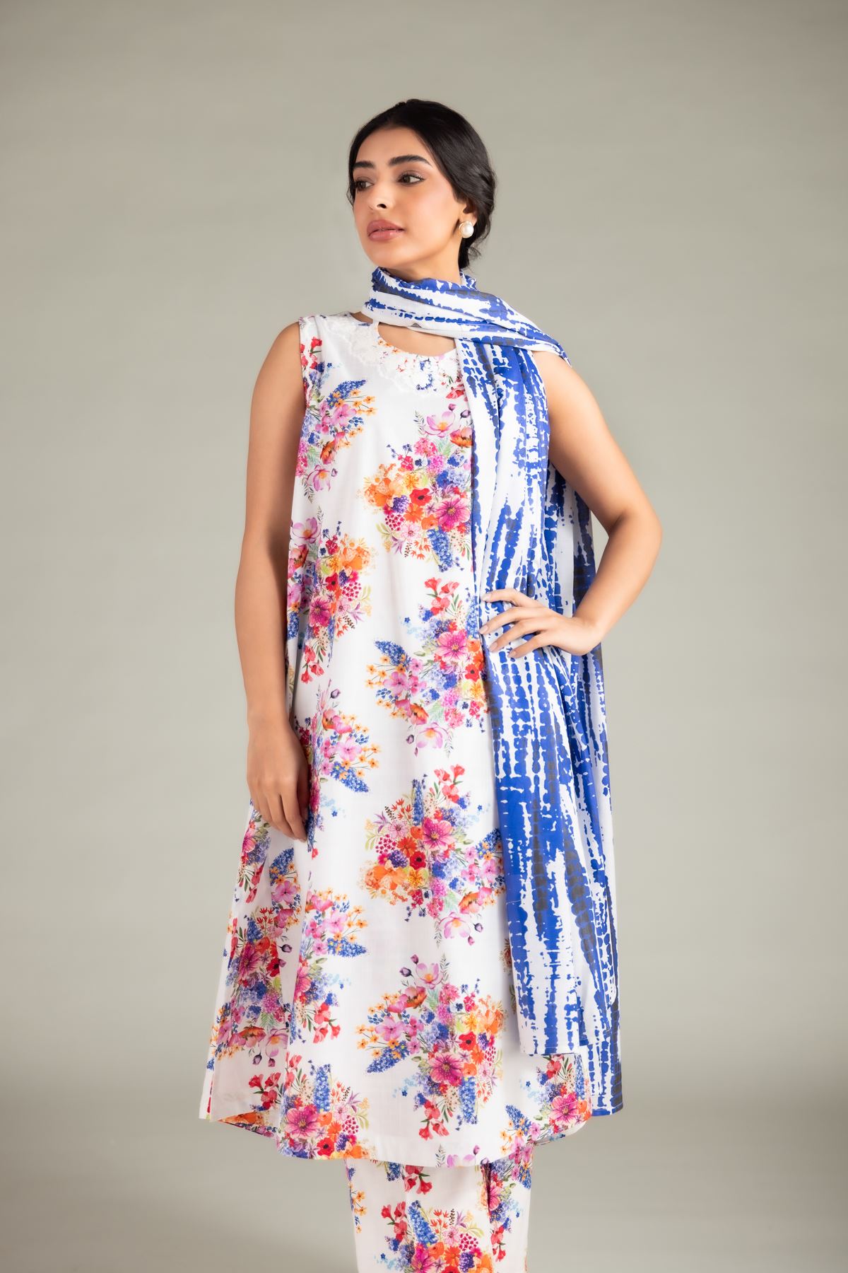 Printed Textured Lawn Dupatta - 1-26-130-A-D-VG