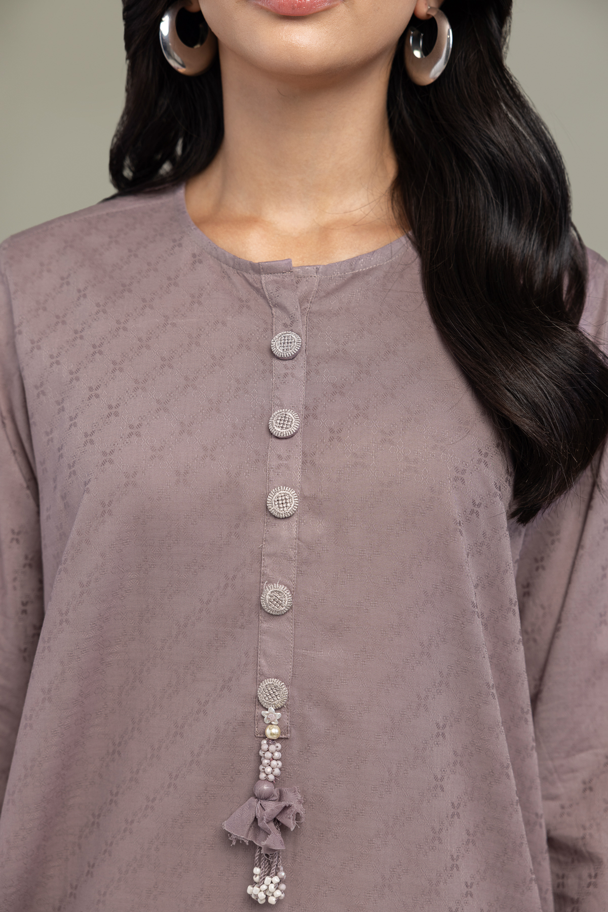 Dyed Cotton Dobby Cotton Longline Kurta - 2-26-308-A-G1-VG