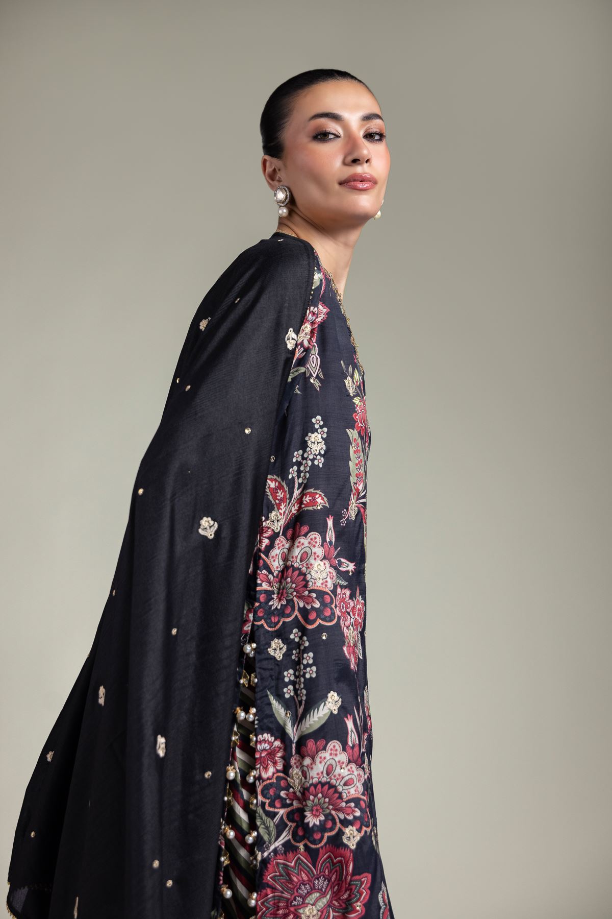 Embroidered Raw Silk 3-Piece Floral Set - T-A22-26-118FA1-VG