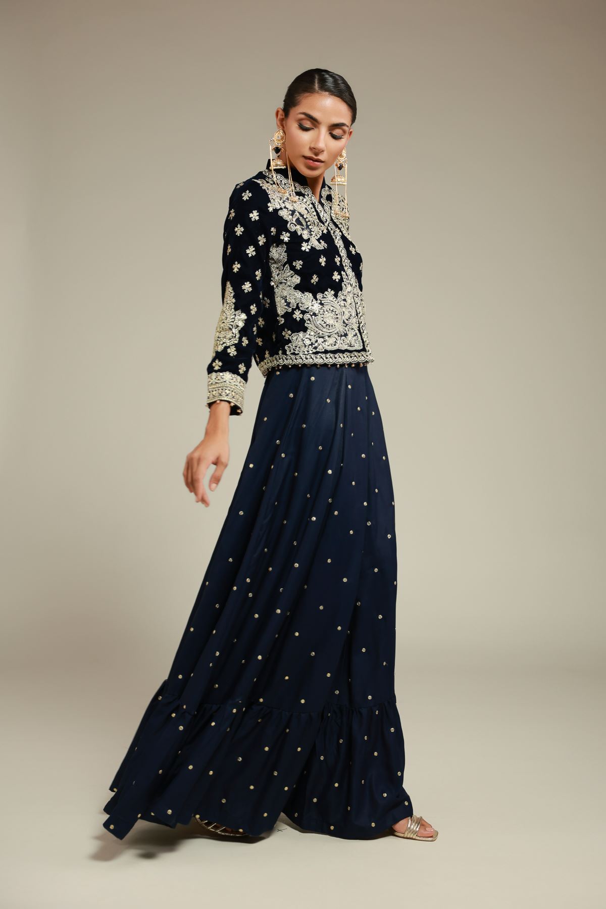 Embroidered Raw Silk Pants - 25-12-12S4-10TA-VG