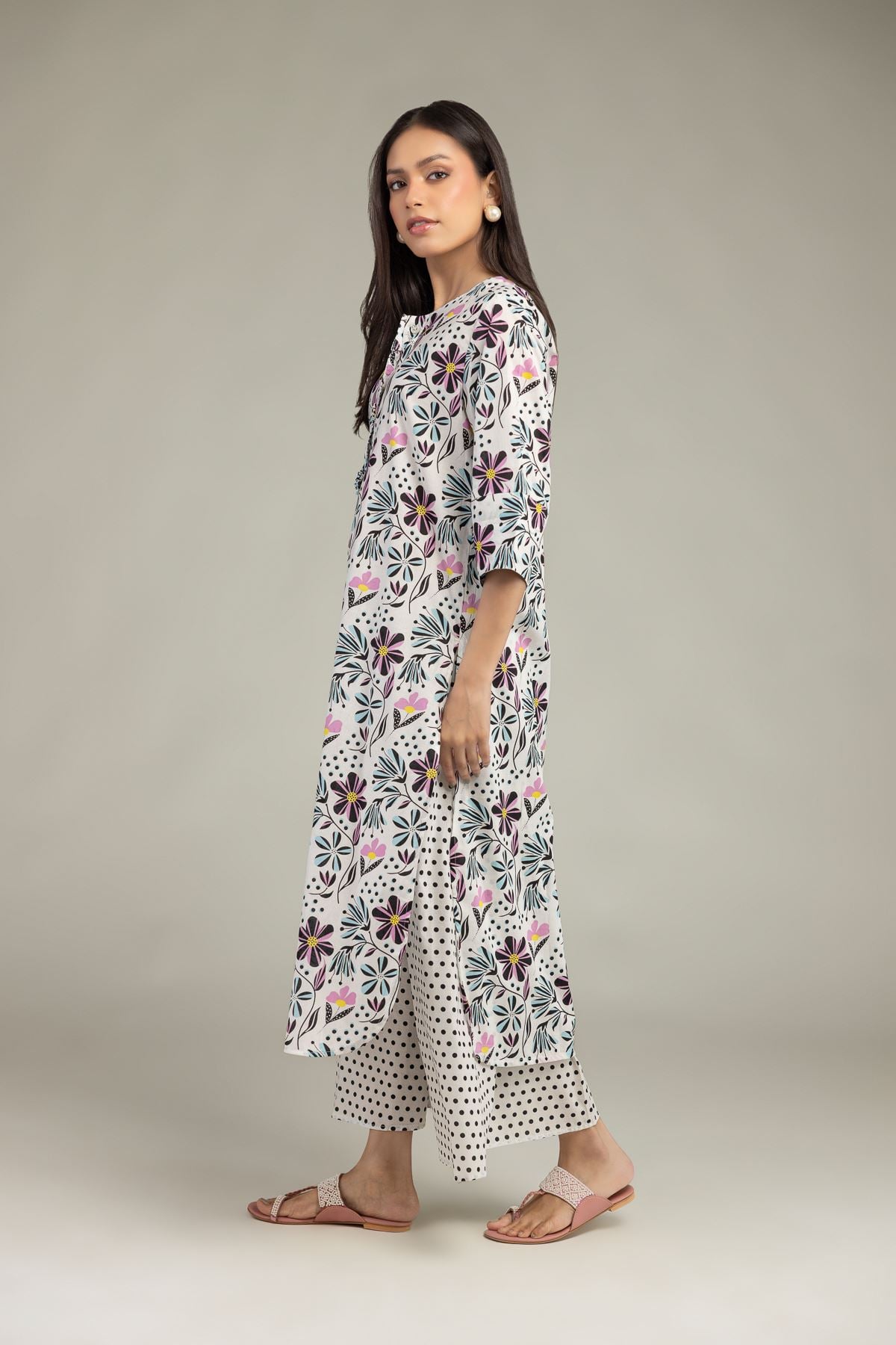 Printed Cambric White Printed Pants - 2-26-210-A-J1-VG