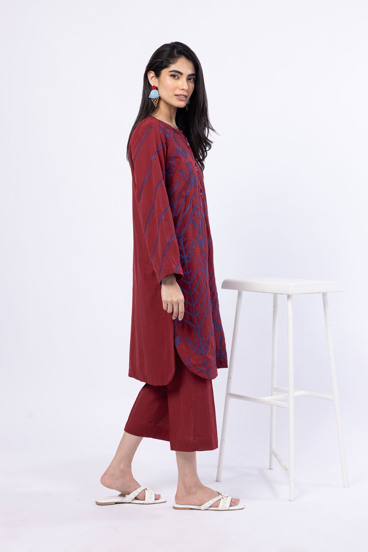 Dyed Handwoven Cotton Pants - 25-10-10S6-04TA-VG